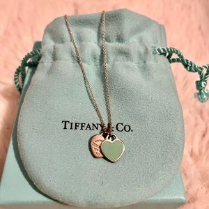 Tiffany Blue Double Heart Tag Pendant